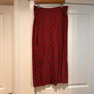 Vintage Nutcracker Red Tartan Plaid Maxi Skirt Women's Large Preppy Holiday